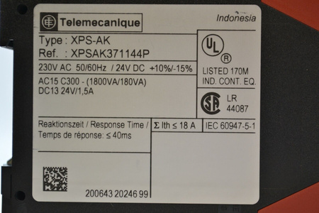 Telemecanique XPS-AK | XPSAK371144P 230VAC 24VDC safety relay