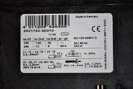 Siemens 3RV1742-5ED10 Sirius Leistungsschalter Motor - Schütz Circuit Breaker