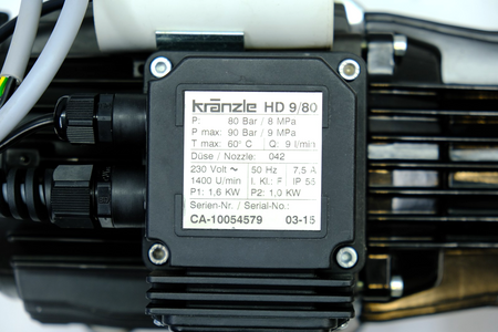 KRÄNZLE HD 9/80 80 Bar P max 90 Bar Q: 9 l/min  Cold water high-pressure cleaner