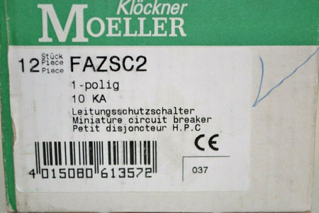 Klöckner Moeller FAZSC2 1-polig x 12 Stk Leitungsschutzschalter Circuit Breaker