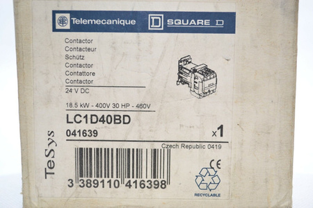 Telemecanique Schneider LC1D40BD TeSys 041639 Contactor Contactor