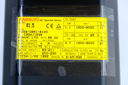 Fanuc A06B-0851-B100 model: Alpha 1.5 AC Spindle Servo Motor Servomotor NEW!