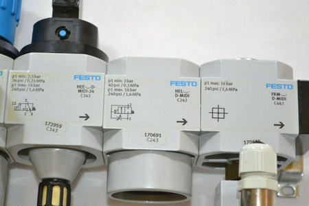 Festo LFR-D-MIDI-A + HE-...-D-MIDI + HEE-...-D-MIDI-24 + HEL-. Filter pressure regulator