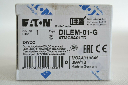 Eaton DILEM-01-G XTMC9A01TD Power contactor NEW!