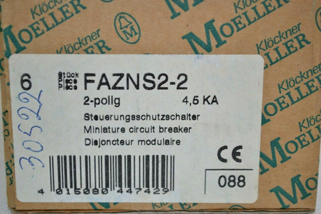 Klöckner Moeller FAZNS2-2 2-pole x 5 pieces Circuit Breaker