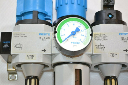 Festo LFR-D-MIDI-A + HE-...-D-MIDI + HEE-...-D-MIDI-24 + HEL-. Filter pressure regulator