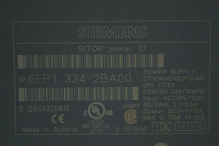 Siemens 6EP1 334-2BA00 SITOP POWER 10 Stromversorgung Modular Power Supply