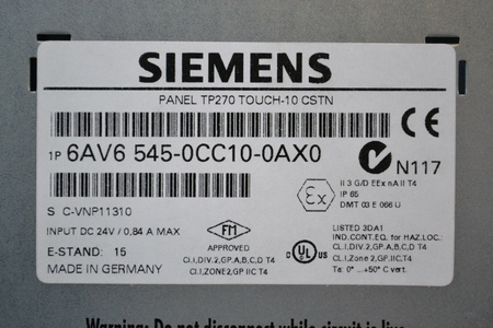 Siemens 6AV6 545-0CC10-0AX0 SIMATIC TP270 Panel dotykowy