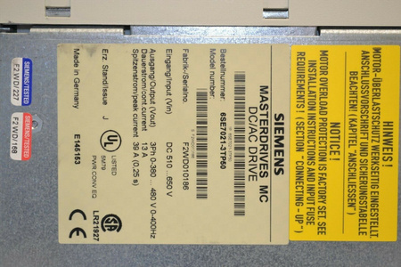 Siemens 6SE7021-3TP50 Masterdrives MC E-Stand:J Umrichter