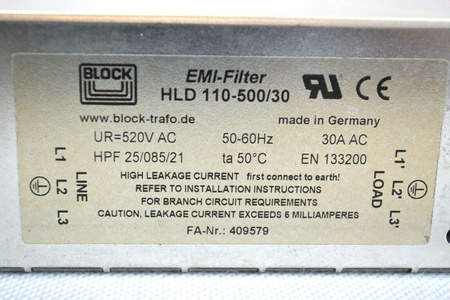 SEW Eurodrive NF 035-503 | 08271283 | HLD 110-500/30 | 520V/35A Mains Filter