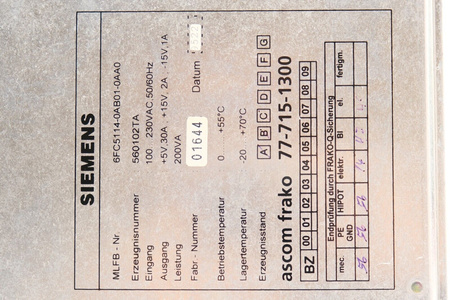 Siemens 6FC5114-0AB01-0AA0 Sinumerik Zasilacz Power Supply