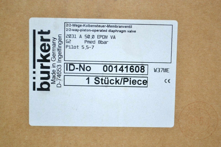 Bürkert 2031 A 50.0 EPDM VA Wege Kompakt Membranventil Diaphragm Valve Neu! New!