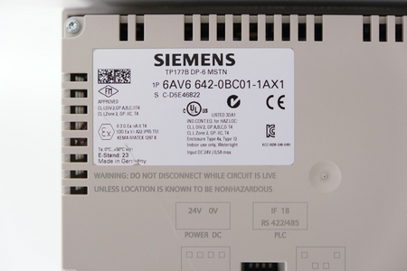 Siemens 6AV6642-0BC01-1AX1 SIMATIC TP 177B 6" Touch Panel