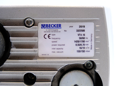 BECKER VT 4.16 16/19m3/h Vakuumpumpe Drehschieber Rotary Vane Vacuum Pump 2019