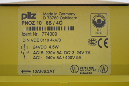 Pilz PNOZ 10 6S/4Ö  (774009) Sicherheitsrelais