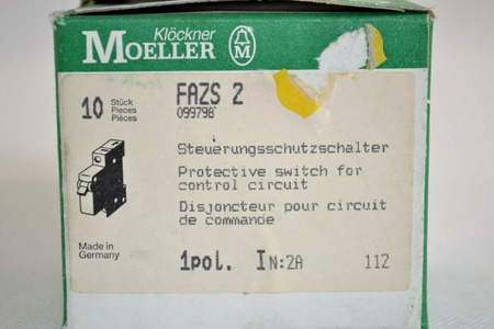 Klöckner Moeller FAZS 2 1-polig x 10 Stk Steuerungschutzschalter Circuit Breaker