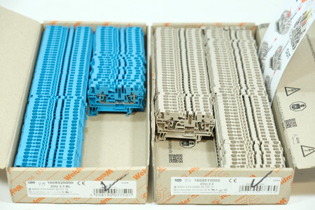 Weidmüller ZDU 2,5 BL 1608520000 + ZDU 2,5 1608510000 x 159 pcs terminal blocks NEW