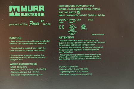 Murr Elektronik MCS20-3x400-500/24 85072 Zasilacz 3-fazowy