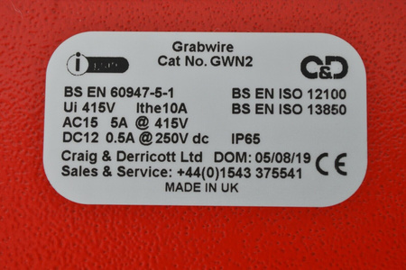 Craig & Derricott GWN2 Kabelschalter Universal Grabwire Switch NEU!