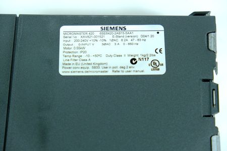 Siemens Micromaster 420 6SE6420-2AB15-5AA1 Przetwornica częstotliwości Falownik