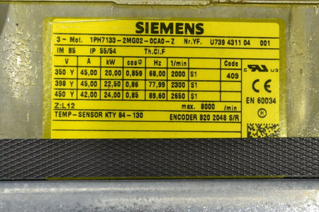 Siemens 1PH7133-2MG02-0CA0-Z Simotics Serwomotor Silnik indukcyjny Nowy!