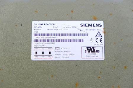 Siemens 6SL3000-0EE36-2AA0 615A 400V Netzdrossel Line Reactor