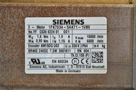 Siemens 1FK7034-5AK71-1VB0 Servo motor