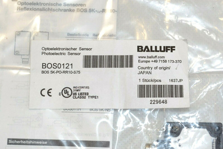 Balluff BOS0121 BOS 5K-PO-RR10-S75 Photoelectric sensor NEW!